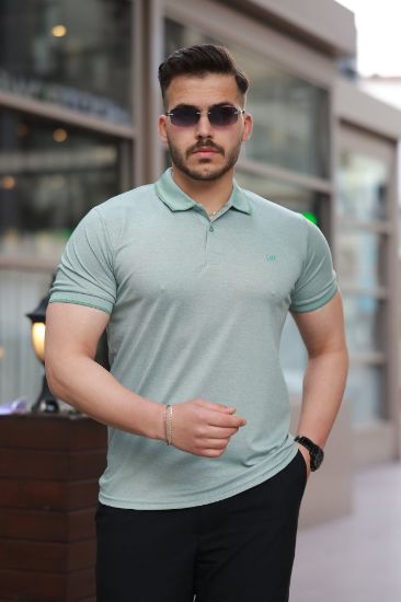 Erkek Yakalı Kagi Kumaş Kısa Kollu T-shirt resmi